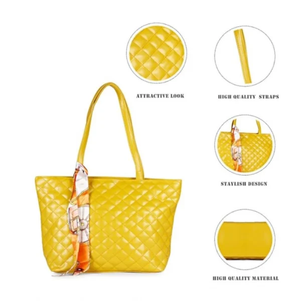 Women's Polyurethane Textured  Shoulder Bag (Yellow) - Image 2