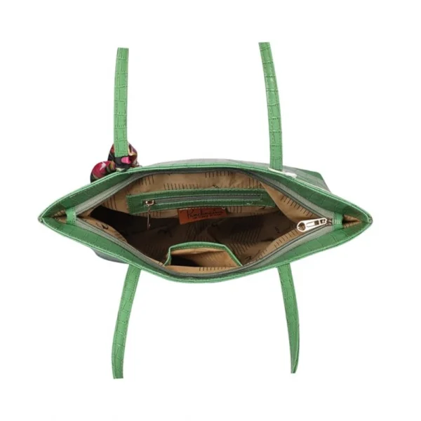 Women's Polyurethane Textured, Croc Shoulder Bag (Green) - Image 2
