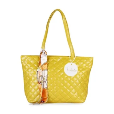 Women's Polyurethane Textured  Shoulder Bag (Yellow)