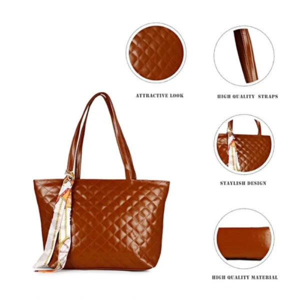 Women's Polyurethane Textured  Shoulder Bag (Dark Brown) - Image 2