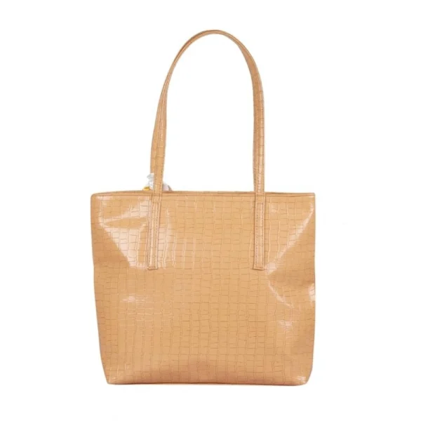Women's Polyurethane Textured, Croc Shoulder Bag (Yellow) - Image 3