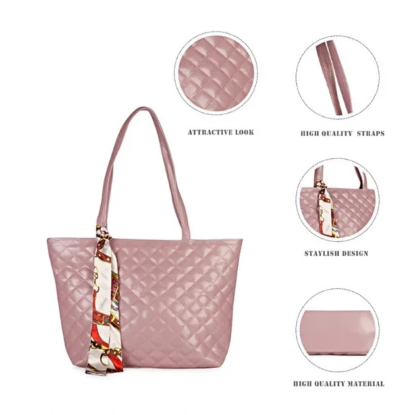 Women's Polyurethane Textured  Shoulder Bag (Blush Pink) - Image 2