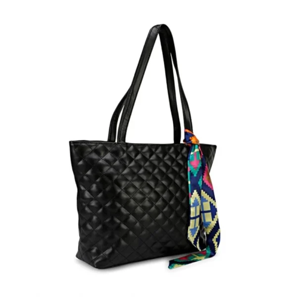 Women's Polyurethane Textured  Shoulder Bag (Black) - Image 5