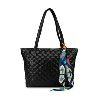 Women's Polyurethane Textured  Shoulder Bag (Black)