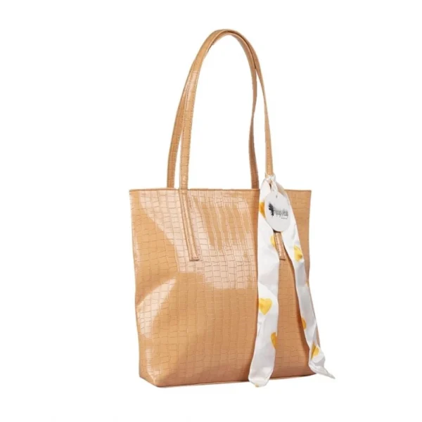 Women's Polyurethane Textured, Croc Shoulder Bag (Yellow) - Image 4