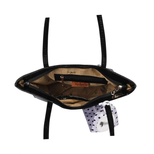Women's Polyurethane Textured, Croc Shoulder Bag (Black) - Image 2