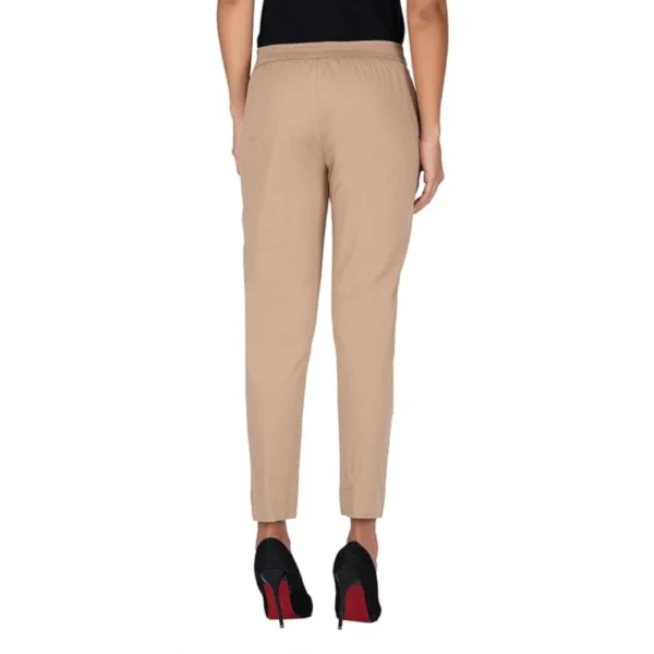 Women's Casual Cotton Lycra Solid Trouser Pants (Beige) - Image 3