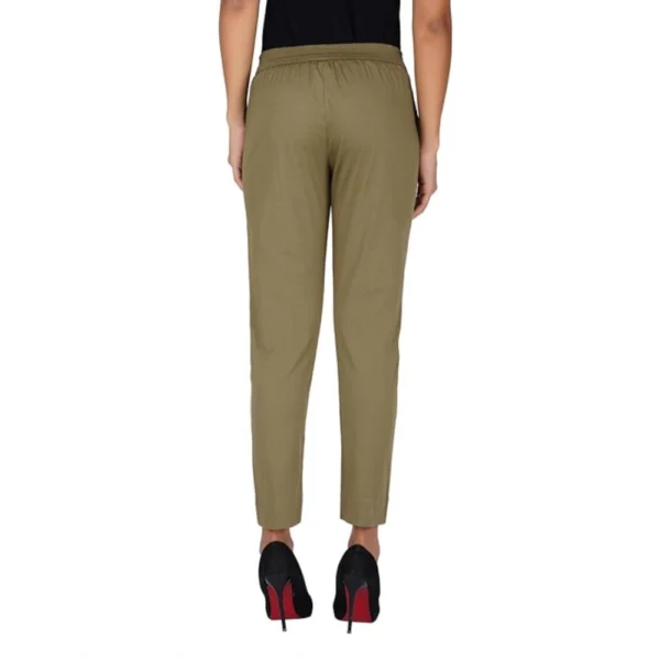 Women's Casual Cotton Lycra Solid Trouser Pants (Green) - Image 3