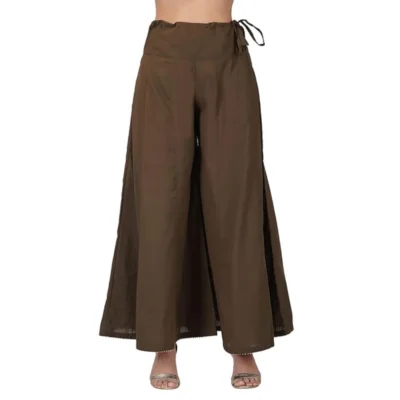 Women's Casual Cotton Solid Palazzo (Brown)
