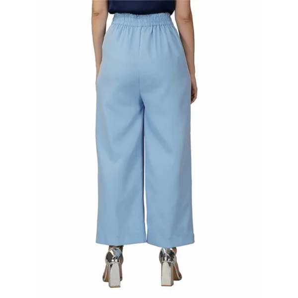 Women's Casual Cotton Solid Pants (Sky Blue) - Image 3