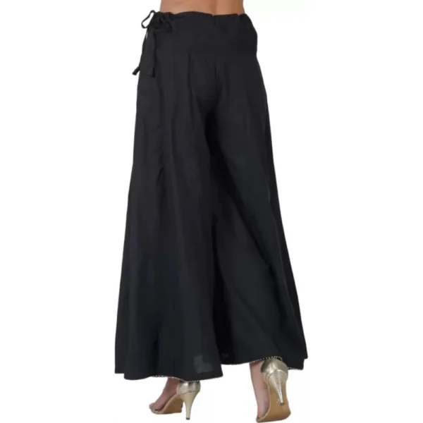 Women's Casual Cotton Solid Palazzo (Black) - Image 3