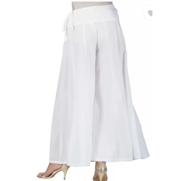 Women's Casual Cotton Solid Palazzo (White) - Image 3