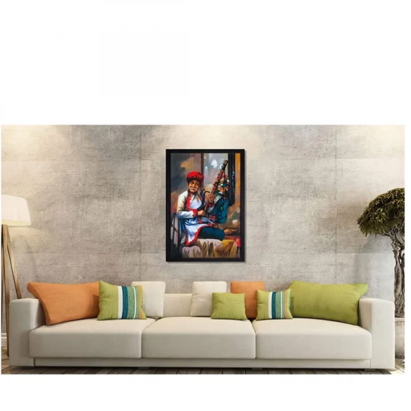 Rajasthani Village Modern Art Painting with Synthetic Photo Frame (Multicolor) - Image 2
