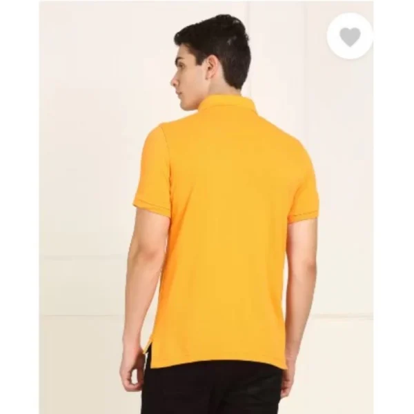Men's Casual Half sleeve Solid Cotton Polo Neck T-shirt (Yellow) - Image 3