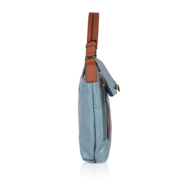 Women's Faux Leather Textured Sling Bag (Blue) - Image 5