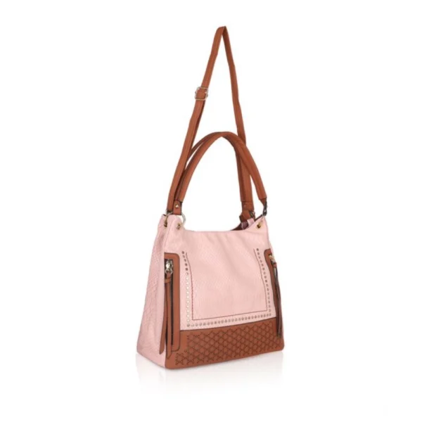Women's Faux Leather Printed Tote Bag (Pink) - Image 2