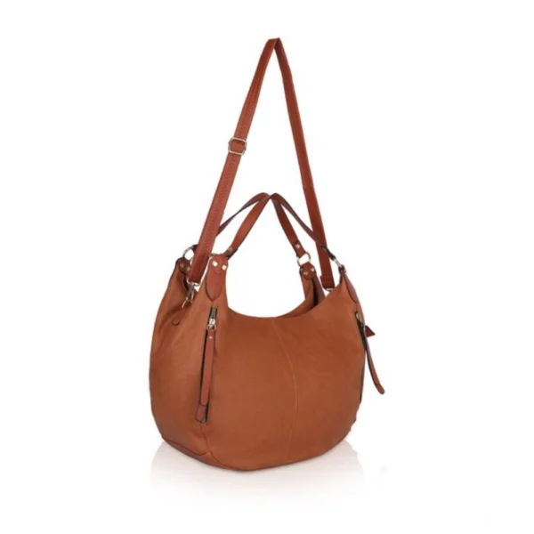 Women's Faux Leather Solid Tote Bag (Brown) - Image 3