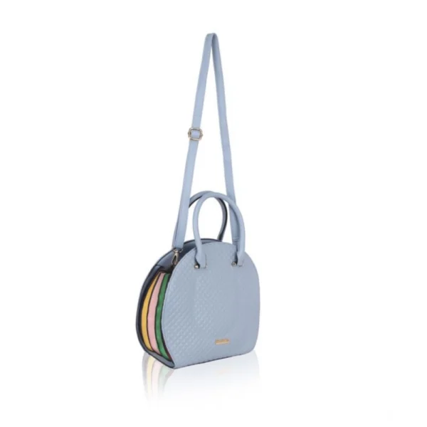Women's Faux Leather Printed Adjustable Long Belt Handbag (Blue) - Image 5