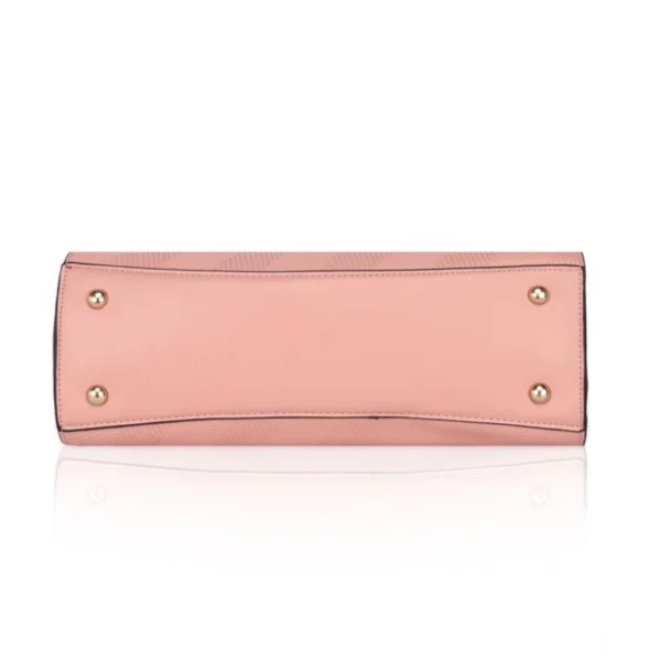 Women's Faux Leather Textured Adjustable Long Belt Handbag (Pink) - Image 3