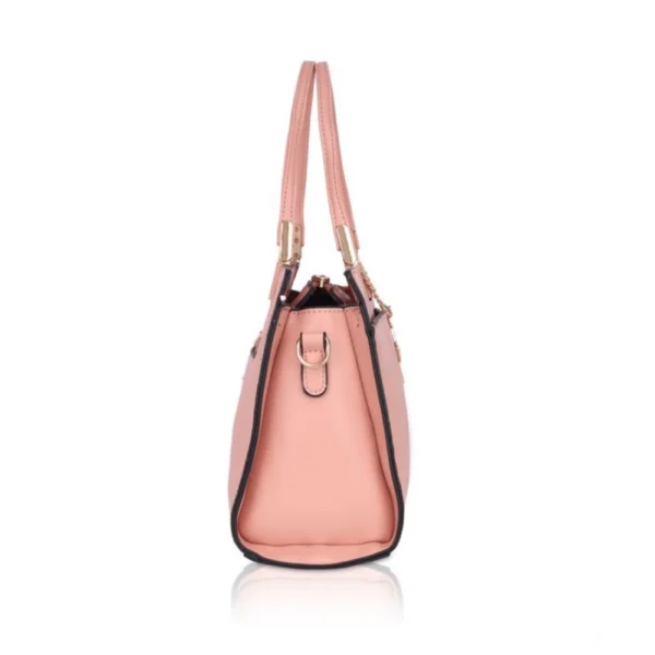 Women's Faux Leather Textured Adjustable Long Belt Handbag (Pink) - Image 5