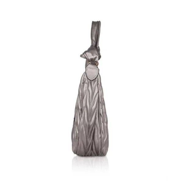 Women's Faux Leather Textured Handbag (Silver Grey) - Image 5