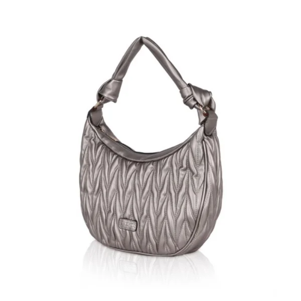 Women's Faux Leather Textured Handbag (Silver Grey) - Image 6