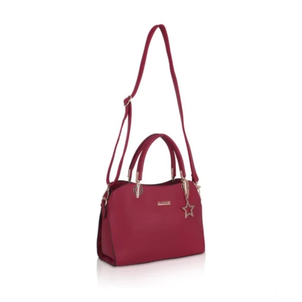 Women's Faux Leather Solid Handbag (Maroon) - Image 2