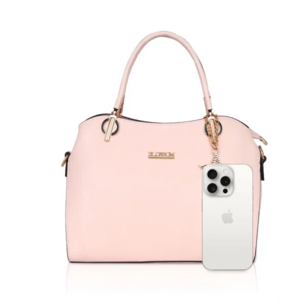 Women's Faux Leather Solid Handbag (Pink) - Image 3