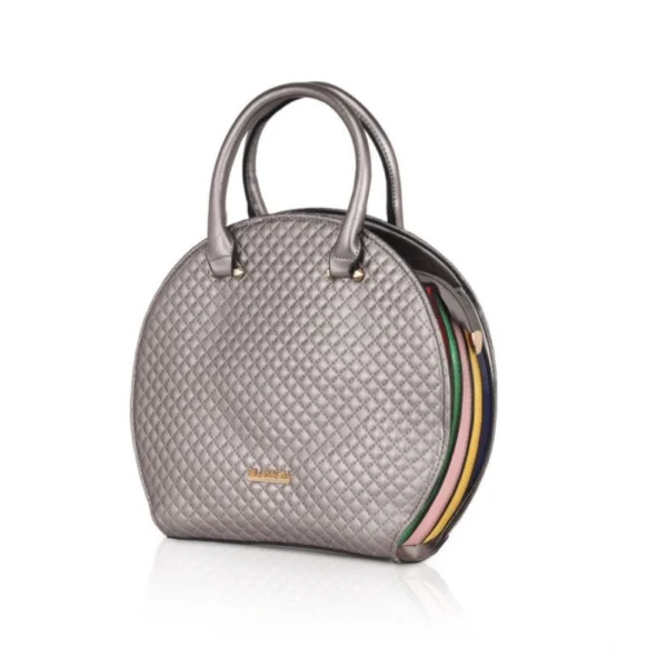 Women's Faux Leather Printed Adjustable Long Belt Handbag (Silver Grey) - Image 6
