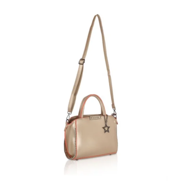 Women's Faux Leather Metal Beads Handbag (Gold) - Image 2