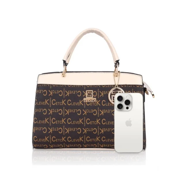 Women's Faux Leather Printed Handbag (Beige) - Image 2
