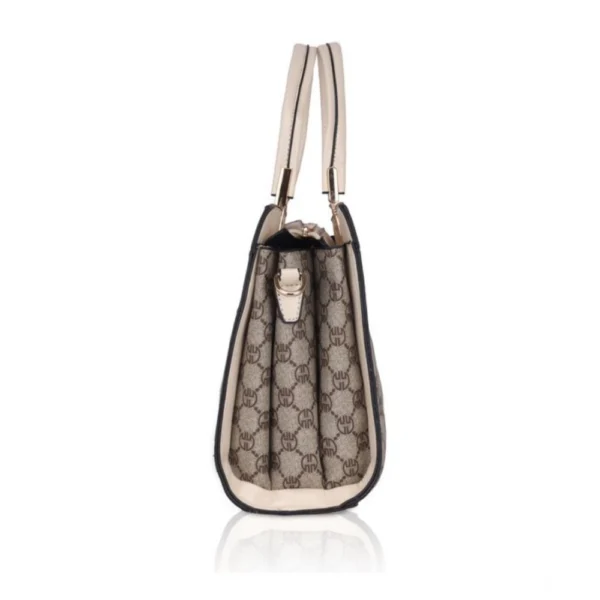 Women's Faux Leather Printed Handbag (Beige) - Image 5