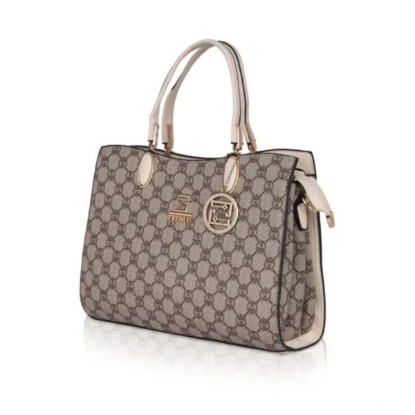 Women's Faux Leather Printed Handbag (Beige) - Image 6