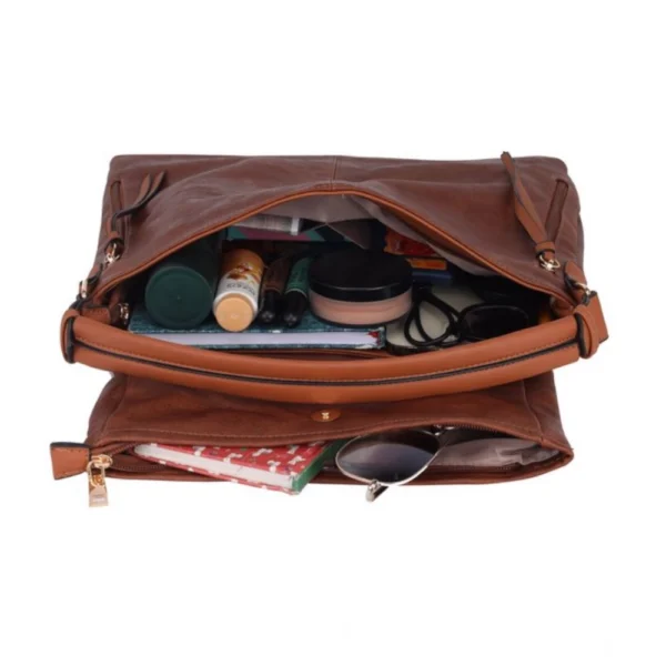 Women's Faux Leather Solid Sling Bag (Brown) - Image 2