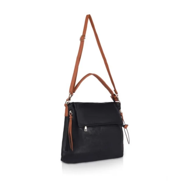Women's Faux Leather Solid Sling Bag (Black) - Image 5