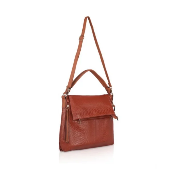 Women's Faux Leather Textured Sling Bag (Brown ) - Image 2