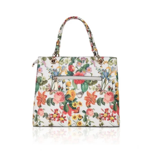 Women's Faux Leather Printed Handheld Bag (White Orang) - Image 4