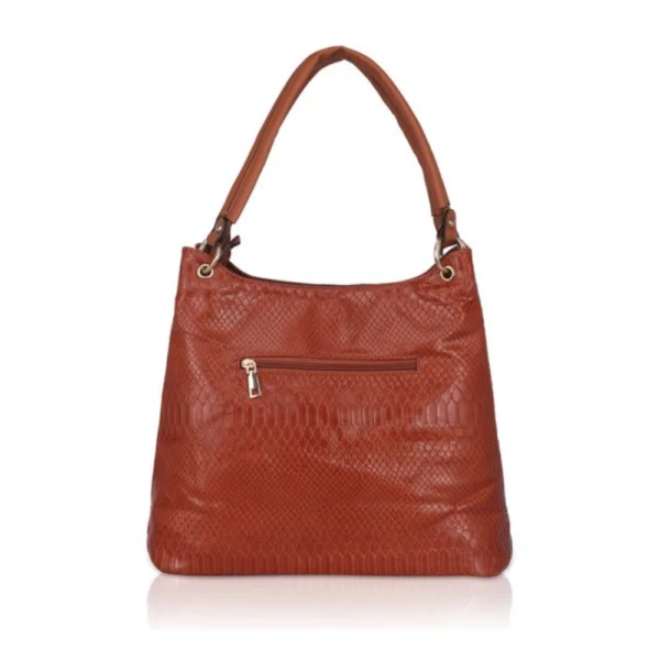 Women's Faux Leather Textured Tote Bag (Brown) - Image 4