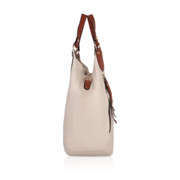 Women's Faux Leather Solid Tote Bag (White) - Image 4