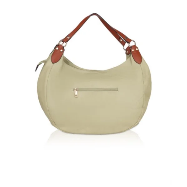 Women's Faux Leather Solid Tote Bag (Beige) - Image 4