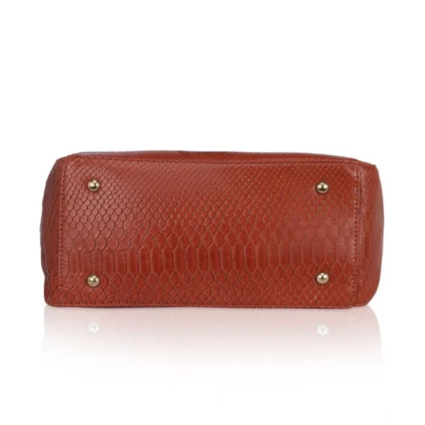 Women's Faux Leather Textured Tote Bag (Brown) - Image 2