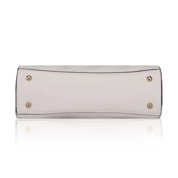 Women's Faux Leather Textured Adjustable Long Belt Handbag (White) - Image 3