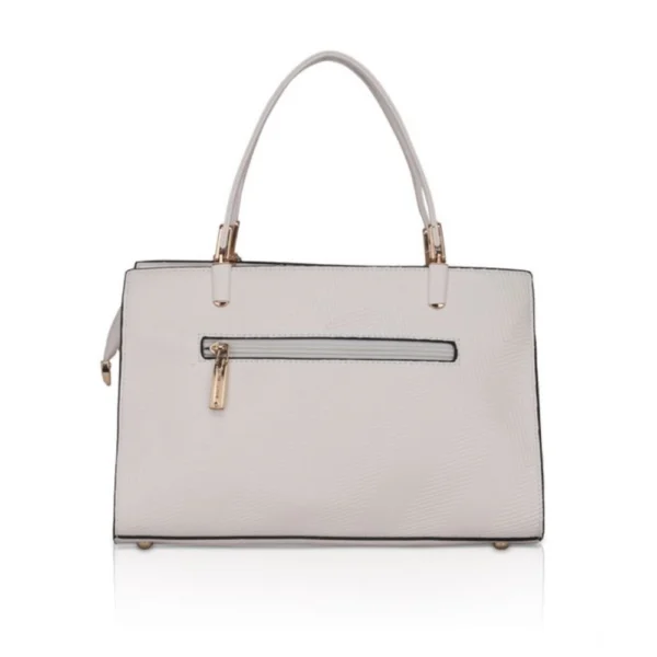 Women's Faux Leather Textured Adjustable Long Belt Handbag (White) - Image 4