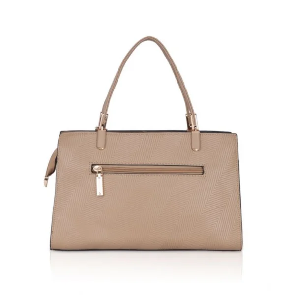Women's Faux Leather Textured Adjustable Long Belt Handbag (Khaki) - Image 4