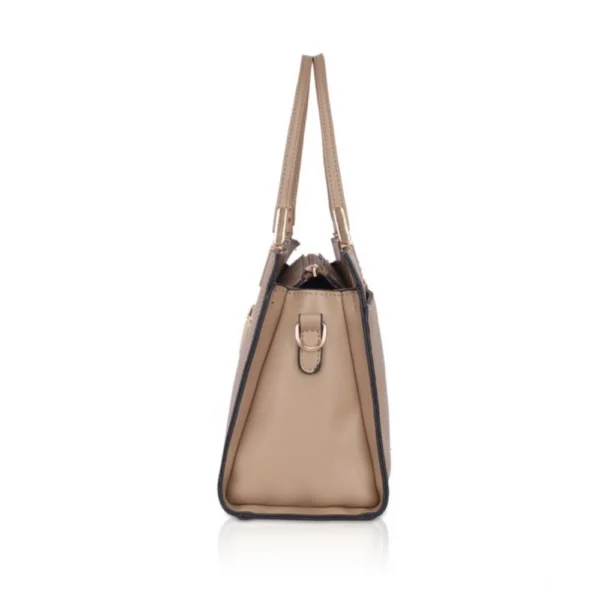 Women's Faux Leather Textured Adjustable Long Belt Handbag (Khaki) - Image 5