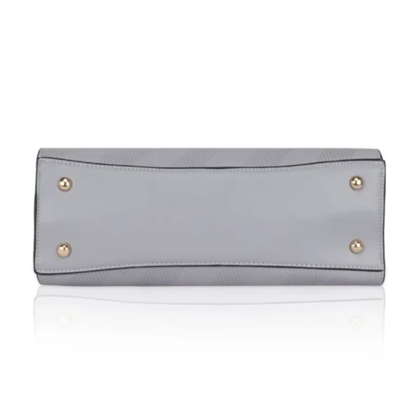 Women's Faux Leather Textured Adjustable Long Belt Handbag (Grey) - Image 3