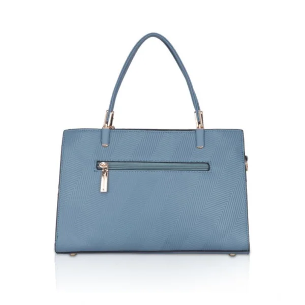 Women's Faux Leather Textured Adjustable Long Belt Handbag (Blue) - Image 4