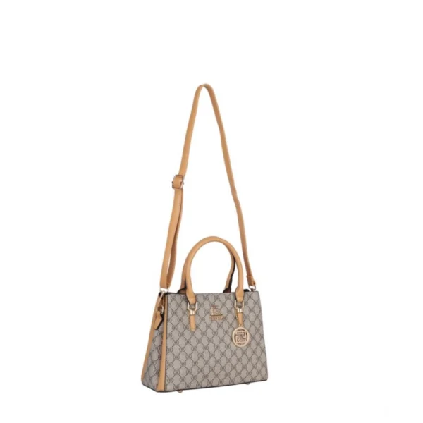 Women's Faux Leather Printed Handbag (Camel) - Image 2