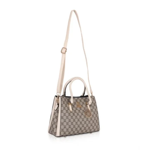 Women's Faux Leather Printed Handbag (Beige) - Image 3