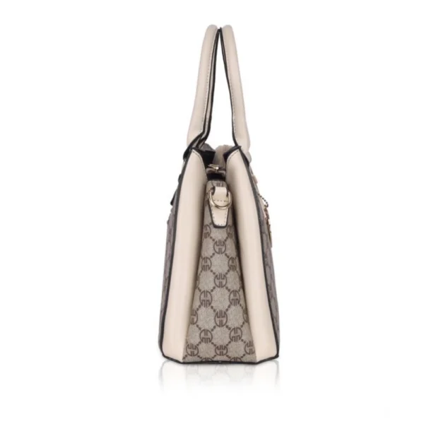 Women's Faux Leather Printed Handbag (Beige) - Image 5